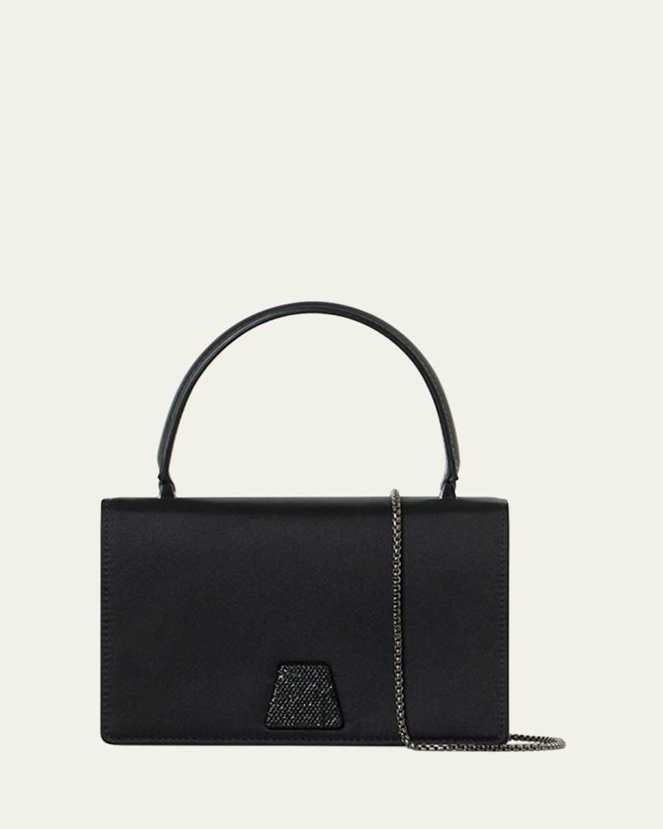 Alice Crystal Trapezoid Satin Micro Top-Handle Bag